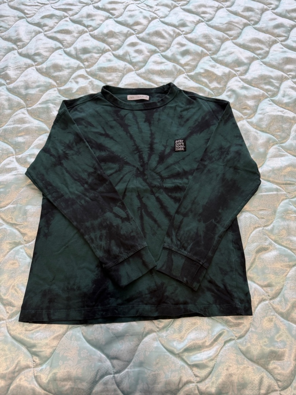 Zara Dark Green & Black Tie-Dye Long Sleeve Shirt